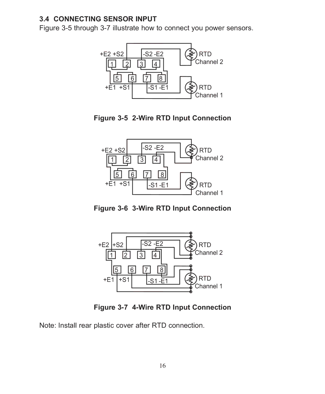 Omega DP26-RTD manual Connecting Sensor Input, Through 3-7 illustrate how to connect you power sensors 