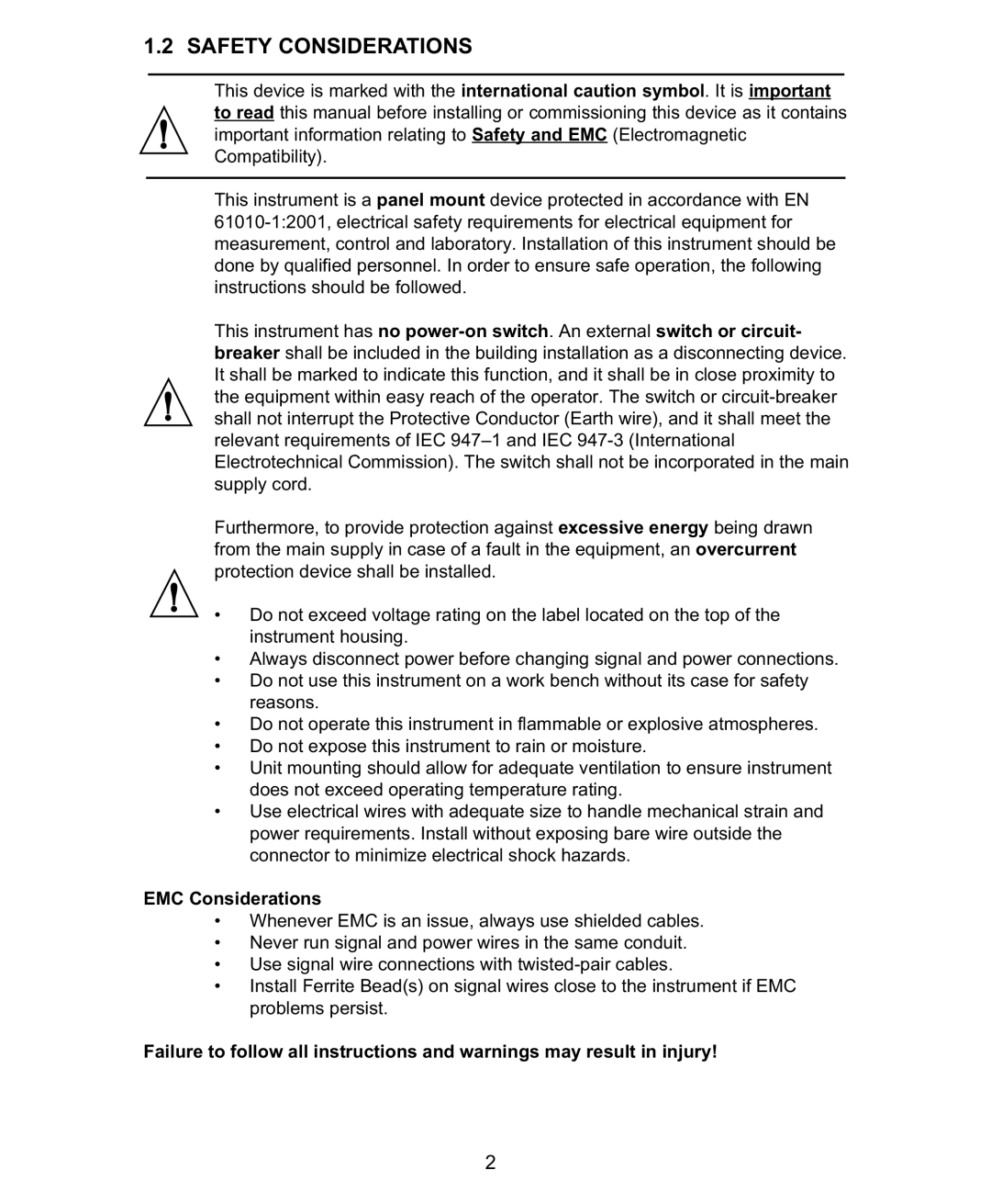 Omega DP26-TC manual Safety Considerations 