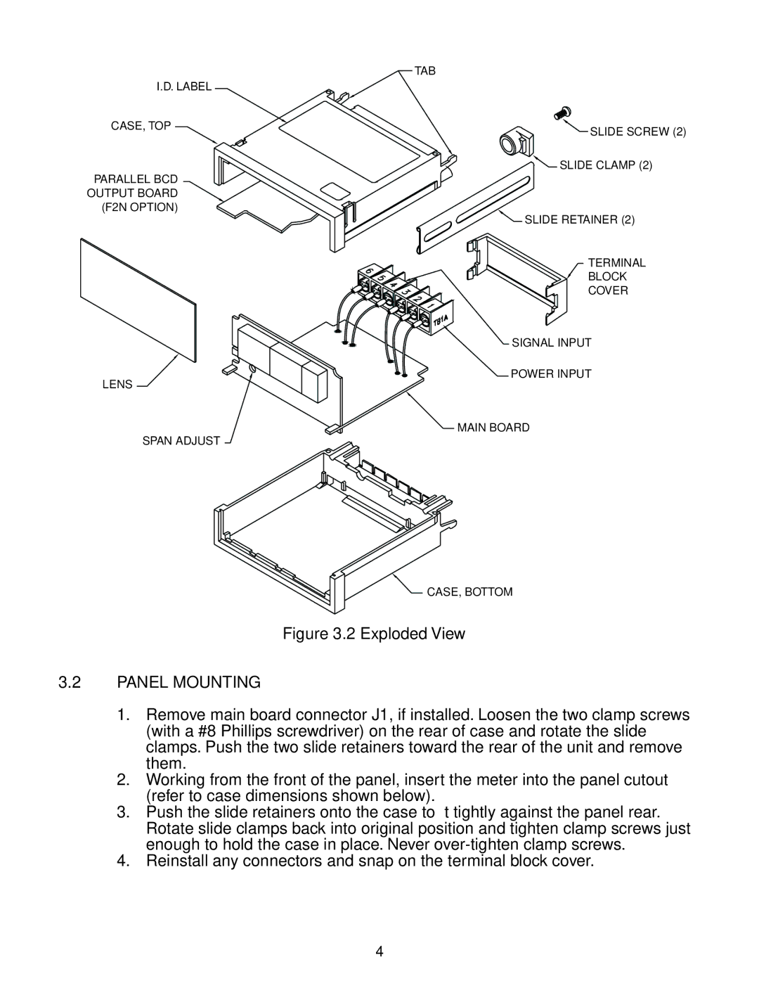 Omega DP3001 manual Exploded View, Panel Mounting 