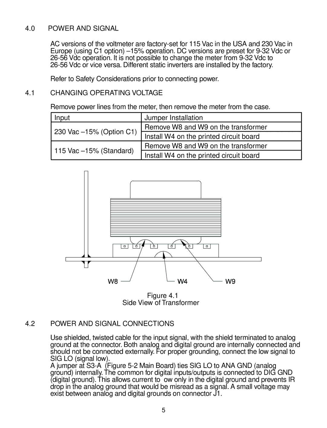 Omega DP3001 manual Changing Operating Voltage, Power and Signal Connections 