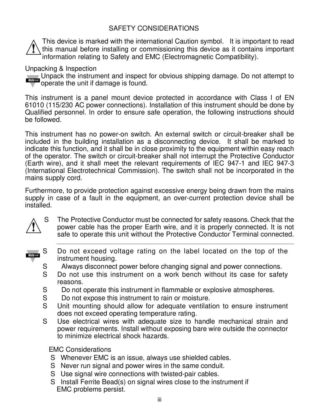 Omega DP3001 manual Safety Considerations 