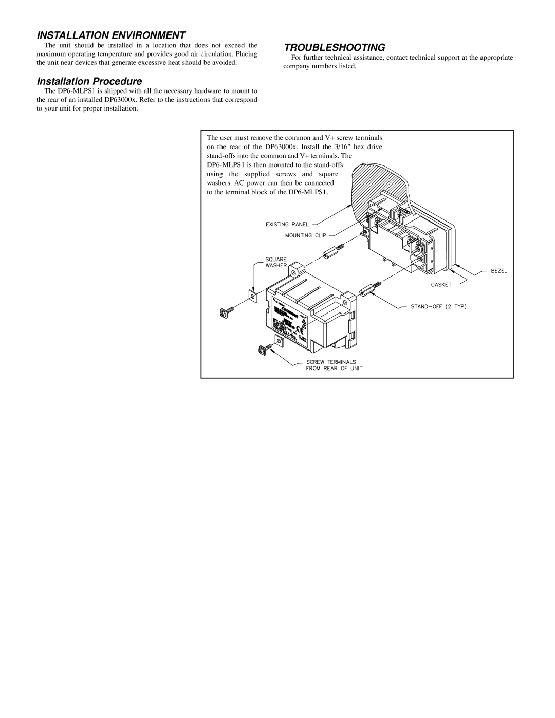 Omega DP6-MLPS1 instruction sheet Installation Environment, Troubleshooting 