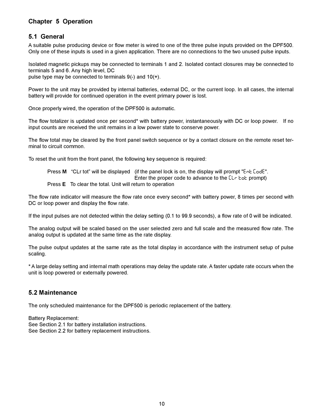 Omega DPF500 Series manual Operation General, Maintenance 