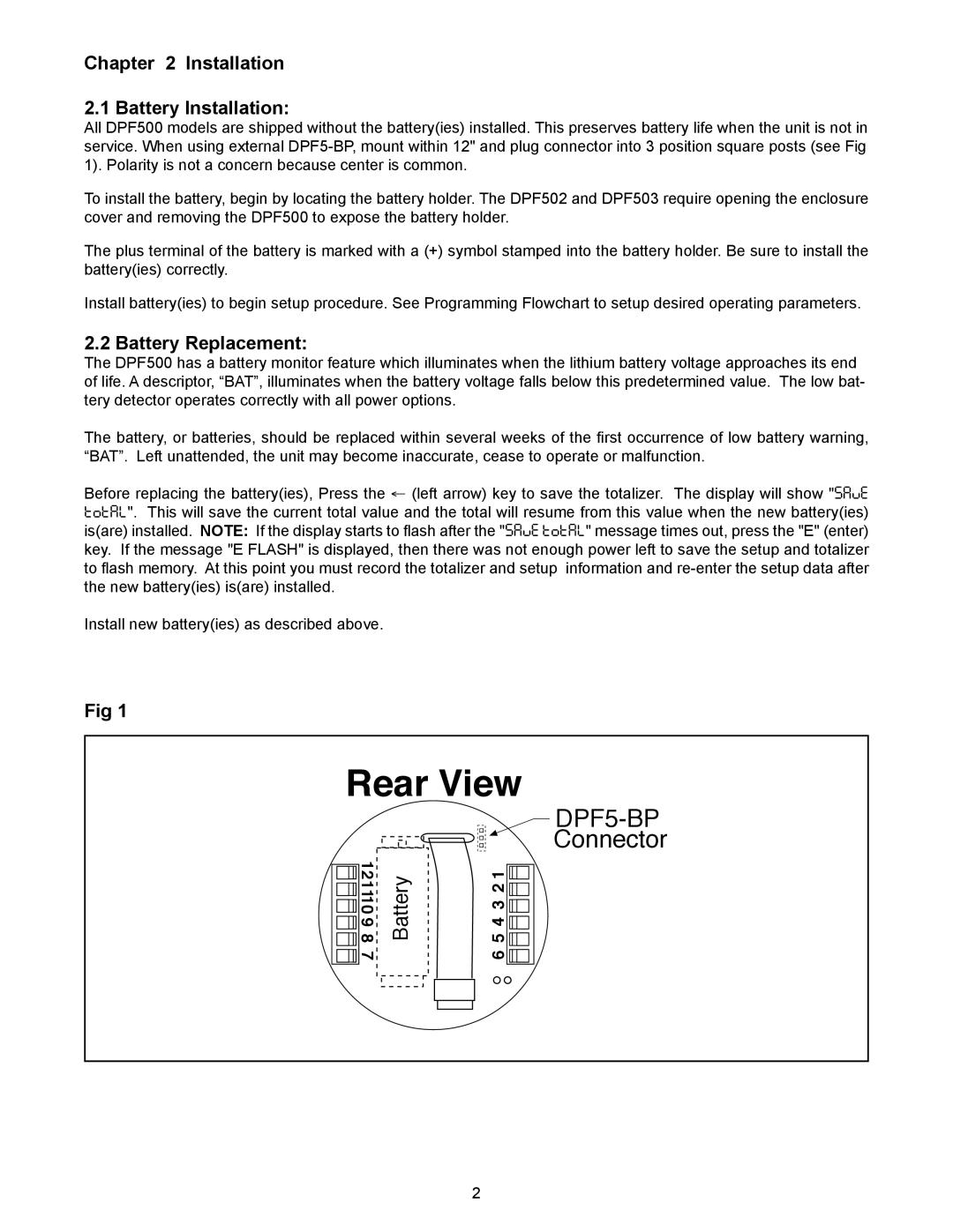 Omega DPF500 Series manual Installation Battery Installation, Battery Replacement 