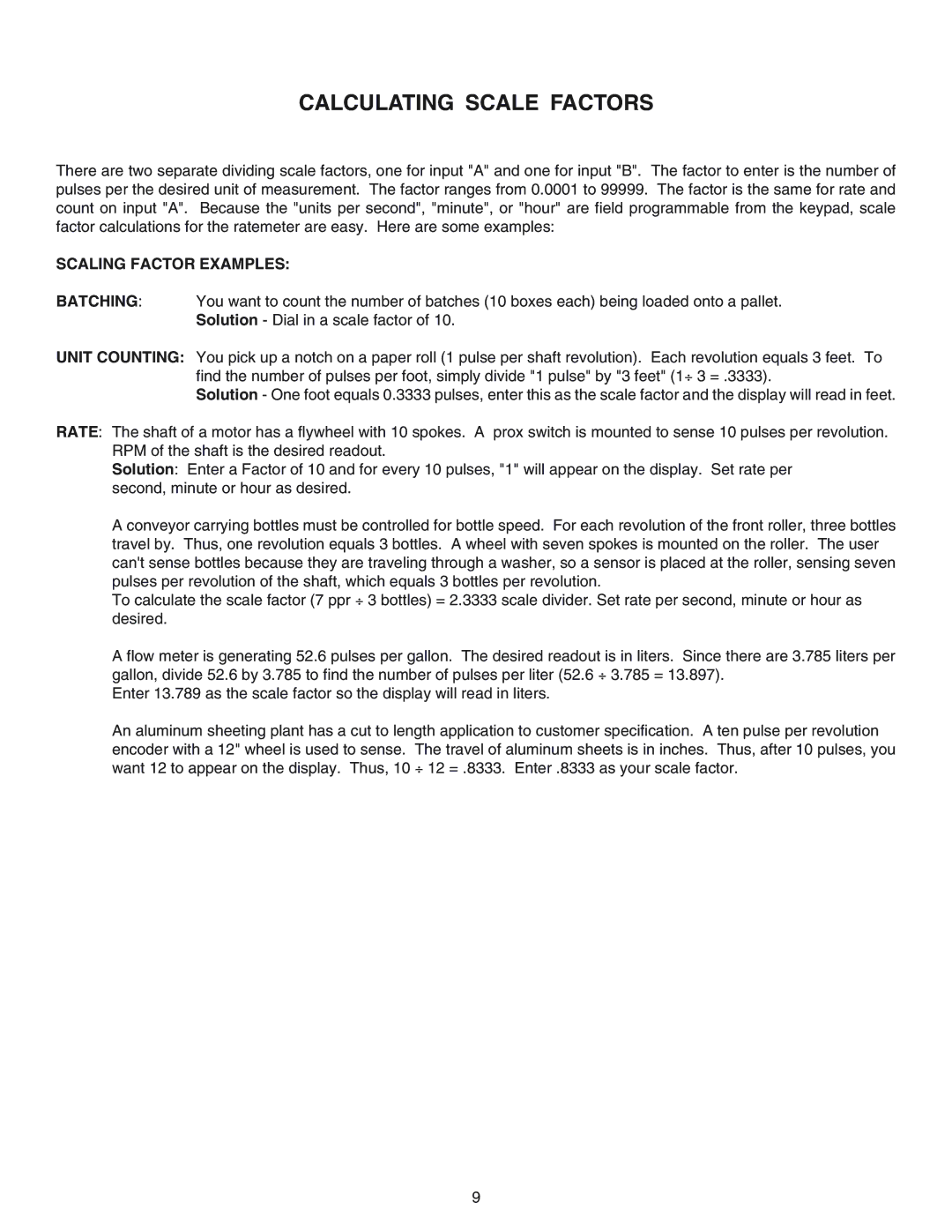 Omega DPF75, DPF78, DPF76 manual Calculating Scale Factors, Scaling Factor Examples 