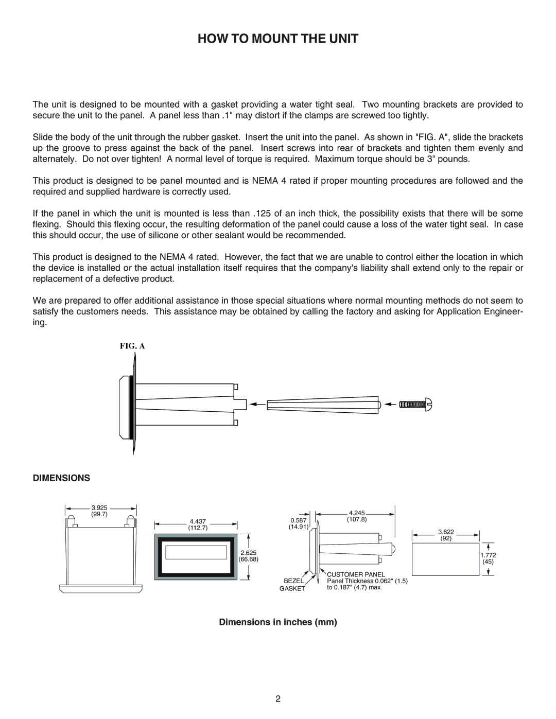 Omega DPF76, DPF78, DPF75 manual HOW to Mount the Unit, Dimensions 