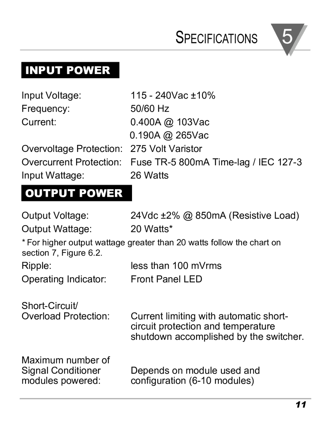 Omega DRN-PS-1000 manual Specifications, Input Power 