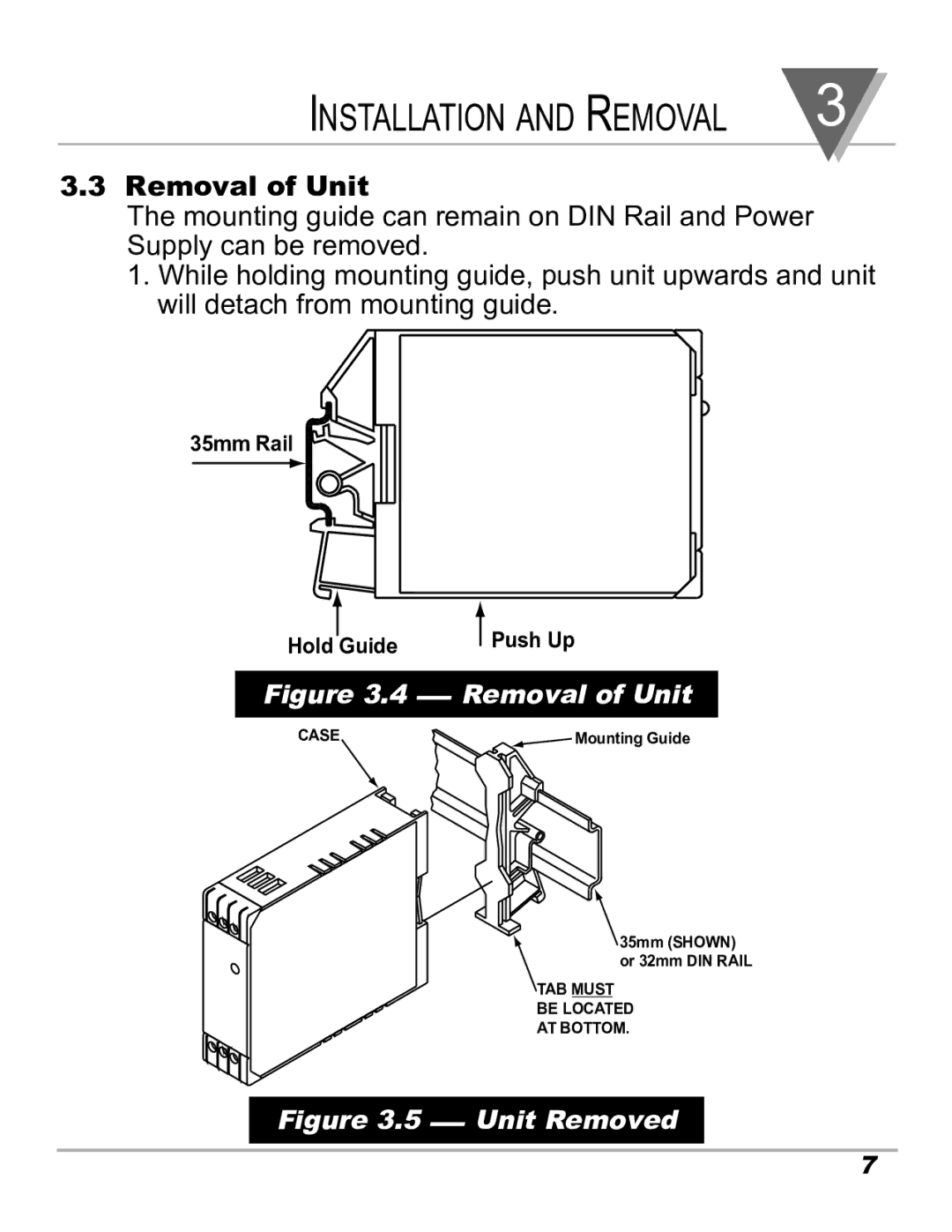 Omega DRN-PS-1000 manual Installation and Removal, Removal of Unit 