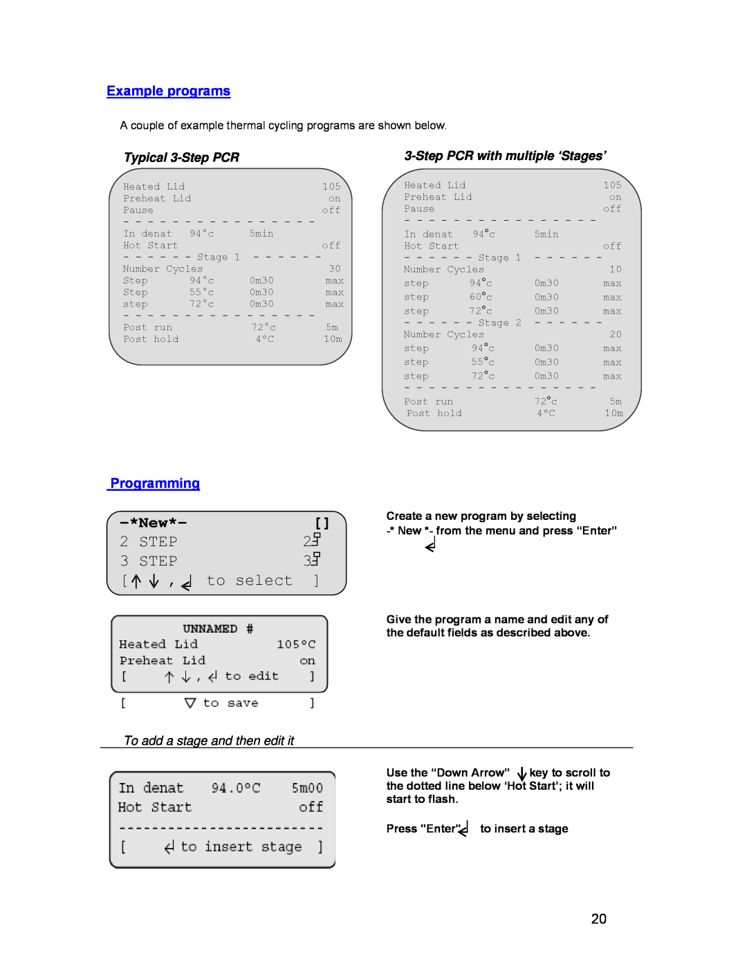 Omega Engineering 48 to select, Example programs, Programming, New*New- program ** 2 STEP TEMPLATE 5012 3 STEP TEMPLATE 