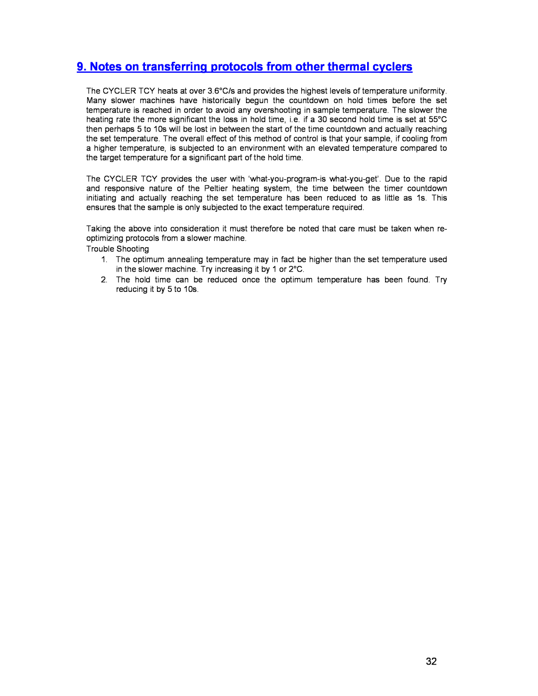 Omega Engineering 48, 20, 30, 25 manual Notes on transferring protocols from other thermal cyclers 