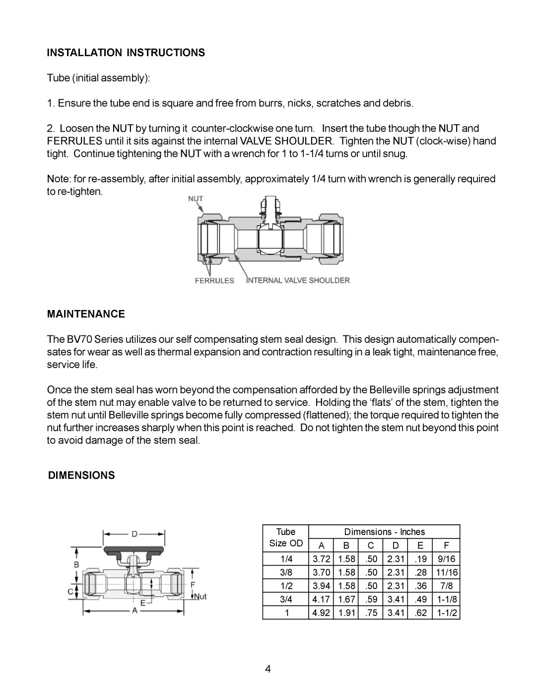 Omega Engineering BV70 manual Installation Instructions, Maintenance, Dimensions 