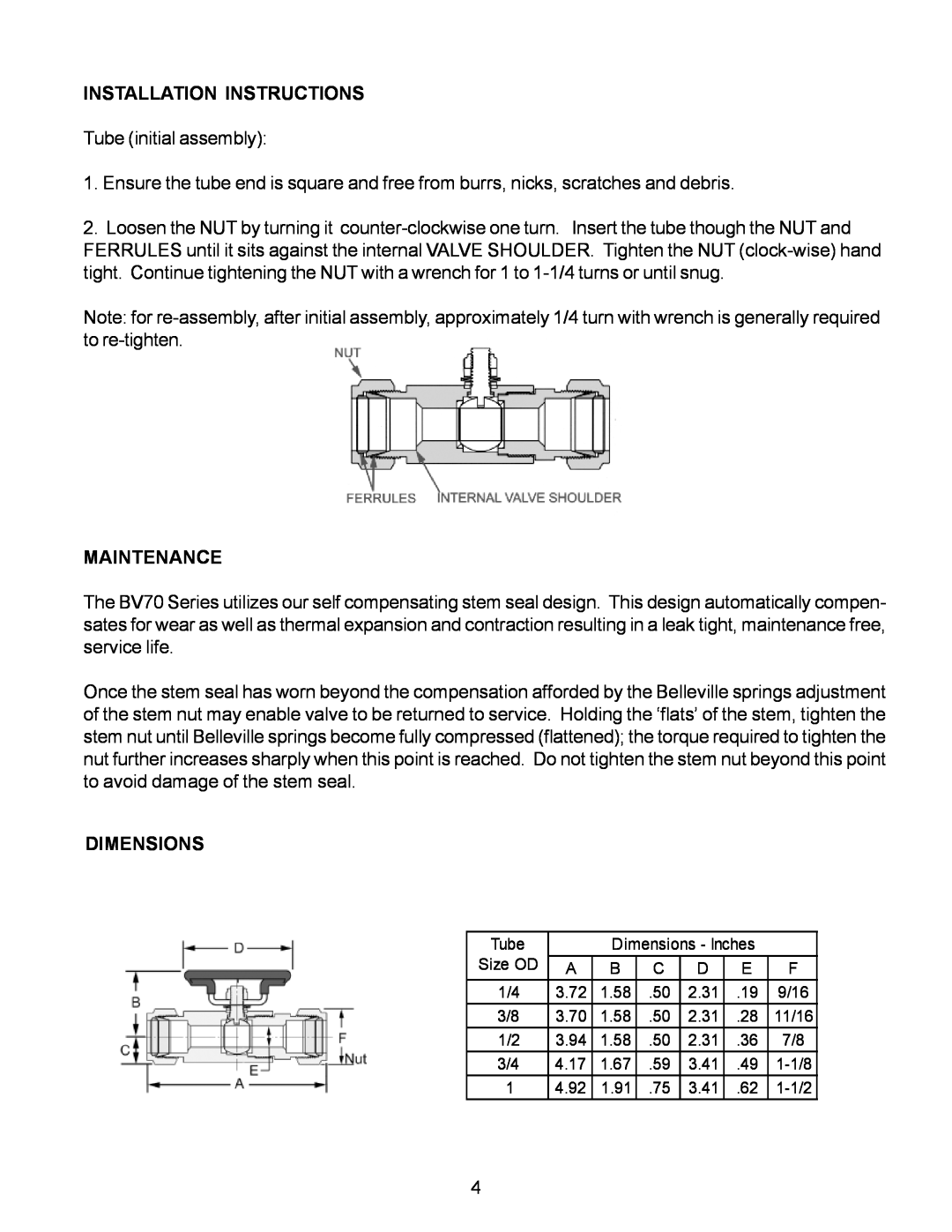 Omega Engineering BV70 manual Installation Instructions, Maintenance, Dimensions 