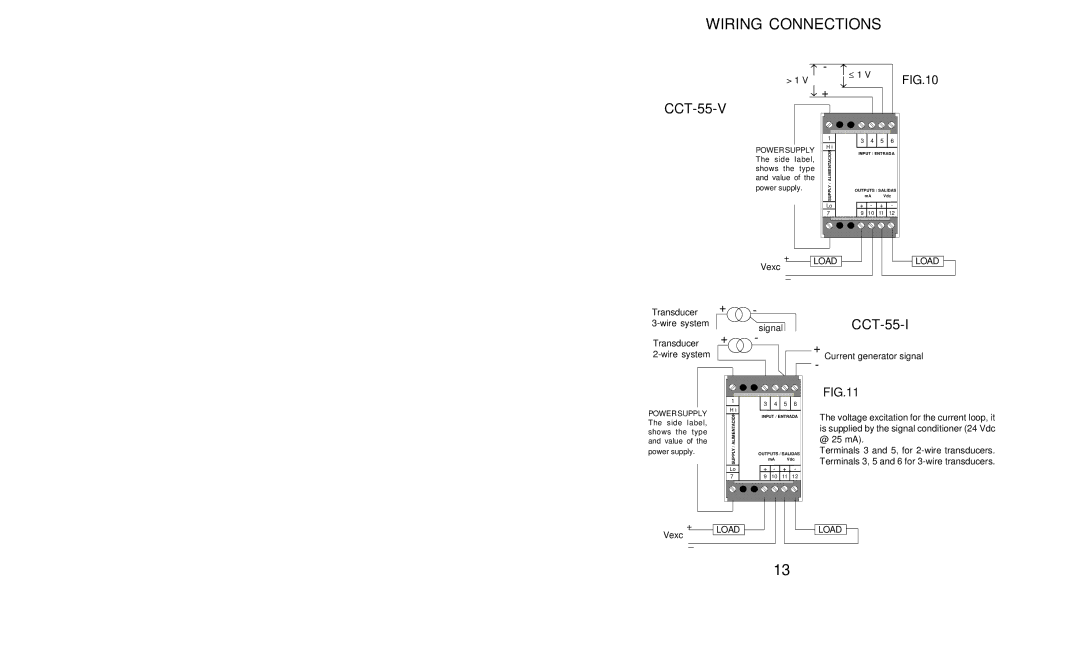 Omega Engineering CCT-55-I manual Wiring Connections, CCT-55-V 