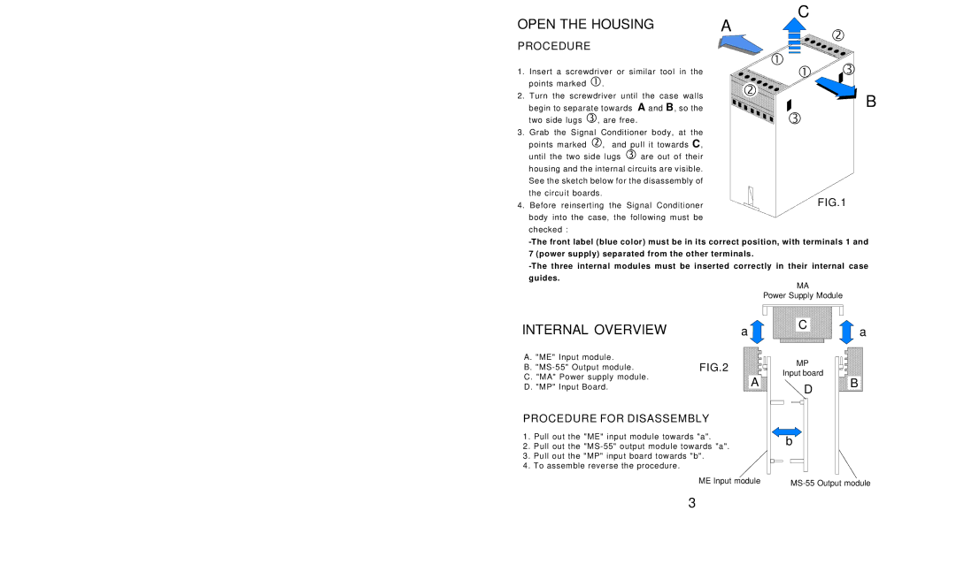 Omega Engineering CCT-55-I manual Open the Housing, Internal Overview, Procedure for Disassembly 