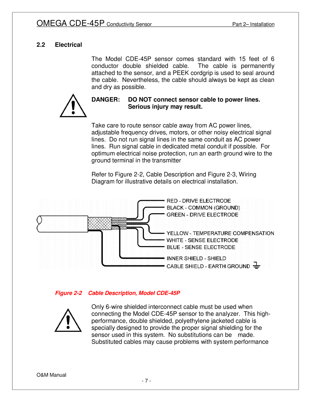 Omega Engineering CDE-45P manual Electrical, Serious injury may result 