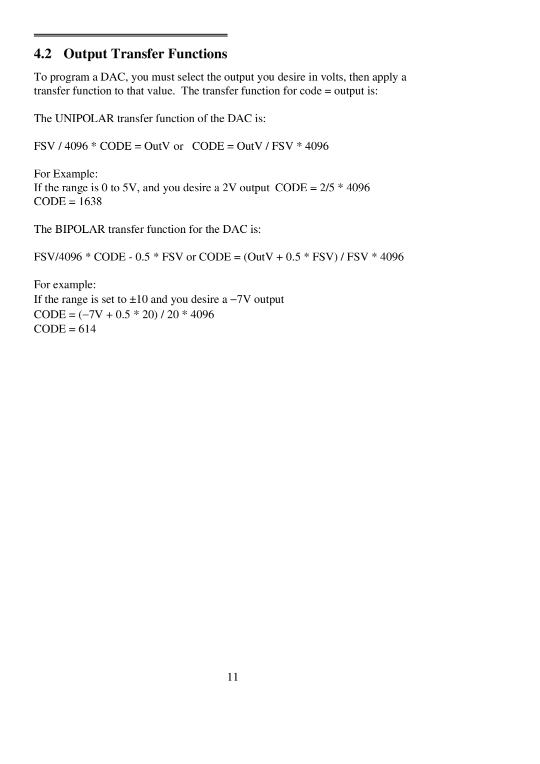 Omega Engineering CIO-DAC08, CIO-DAC16 user manual Output Transfer Functions 