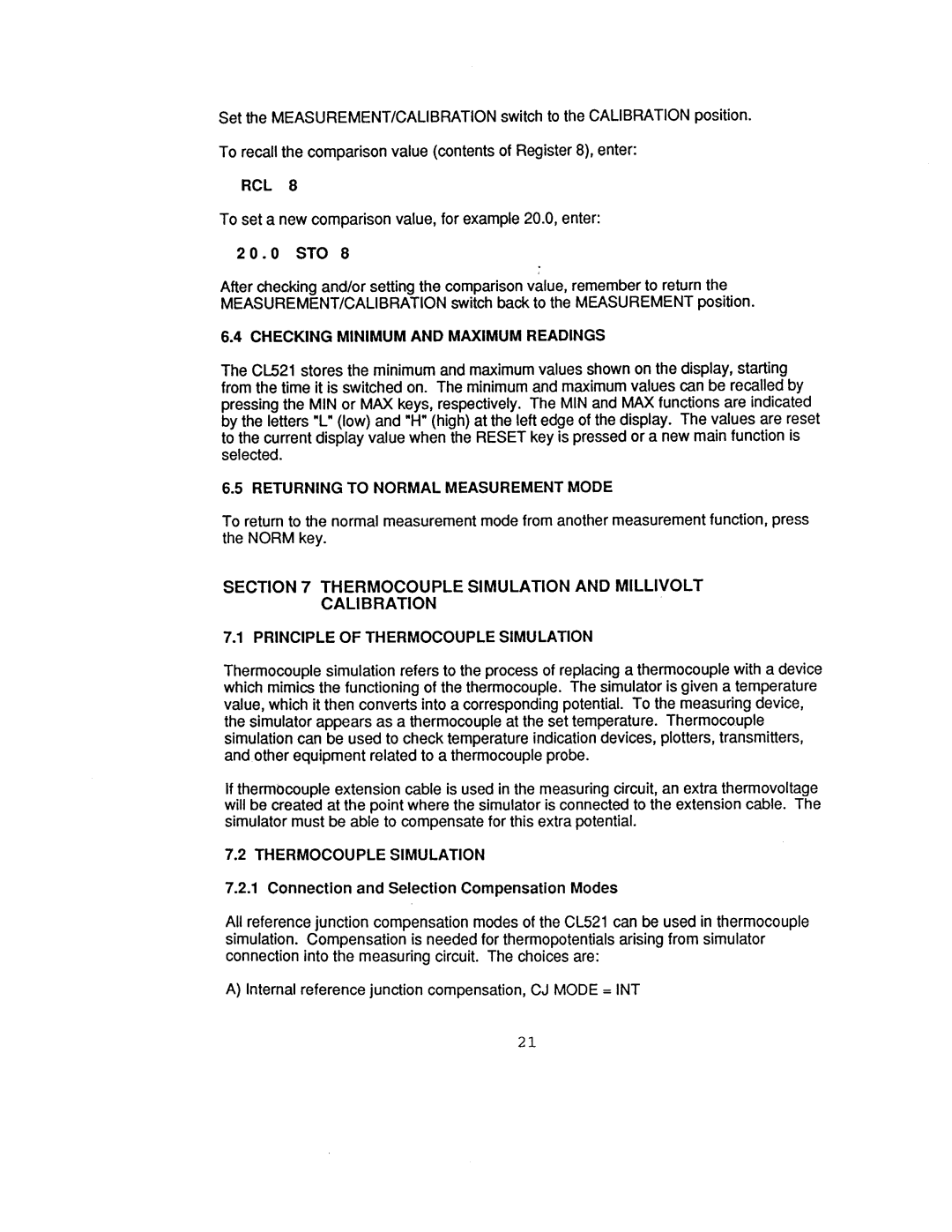 Omega Engineering CL521 manual 
