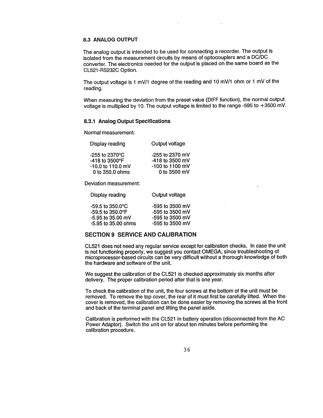 Omega Engineering CL521 manual 