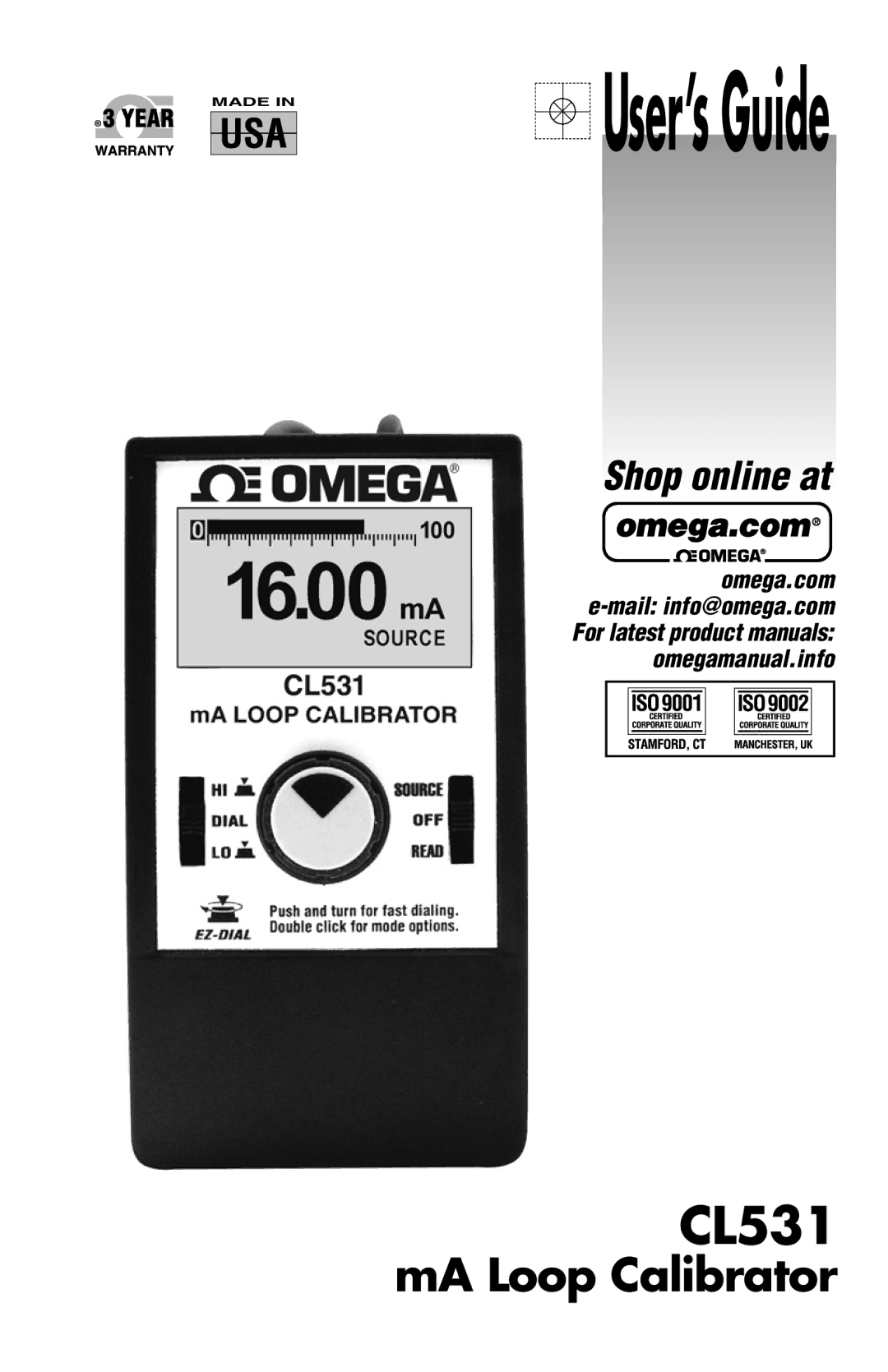 Omega Engineering CL531 manual User’s Guide 