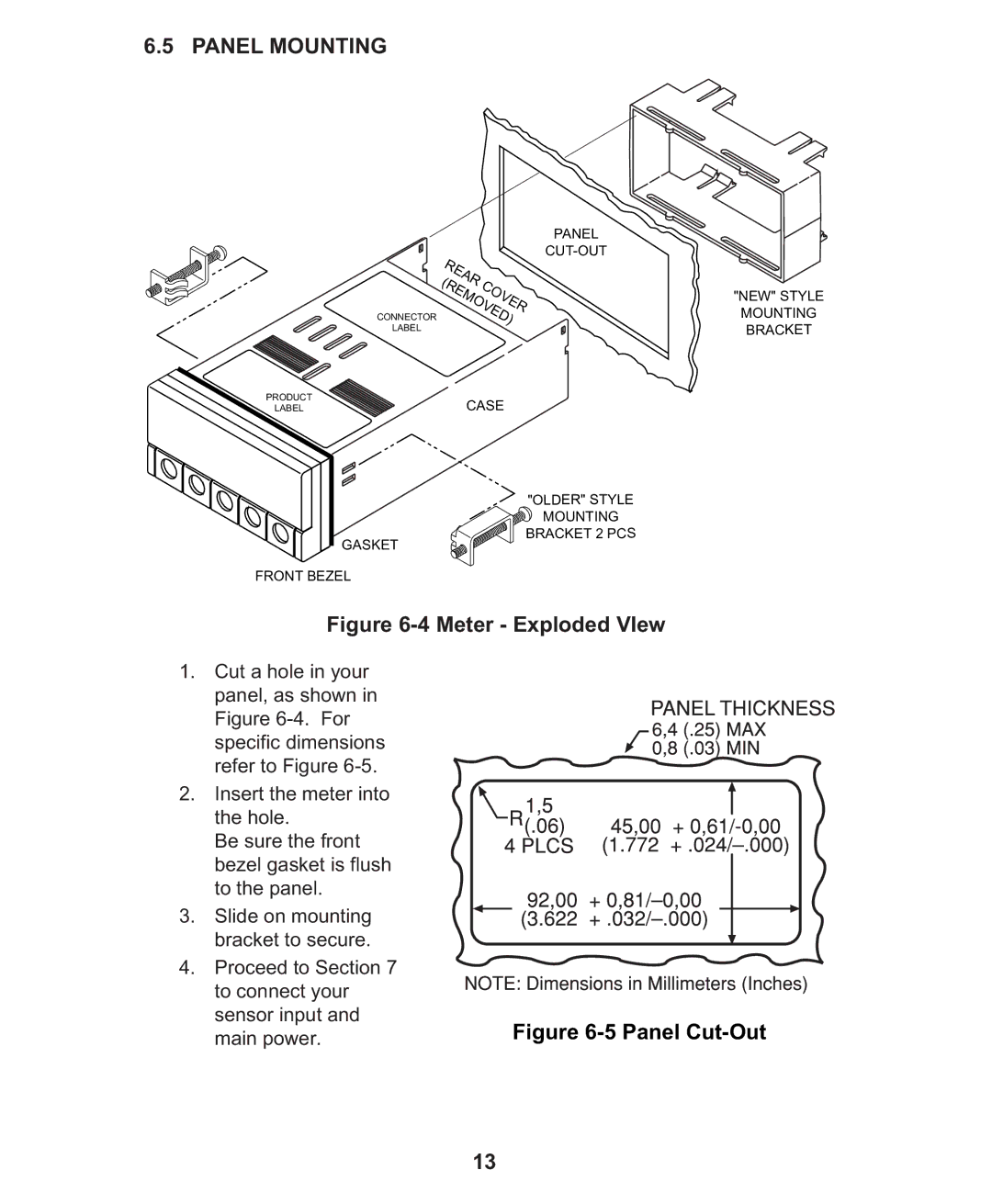 Omega Engineering CN1001-RTD manual Panel Mounting, Panel CUT-OUT 