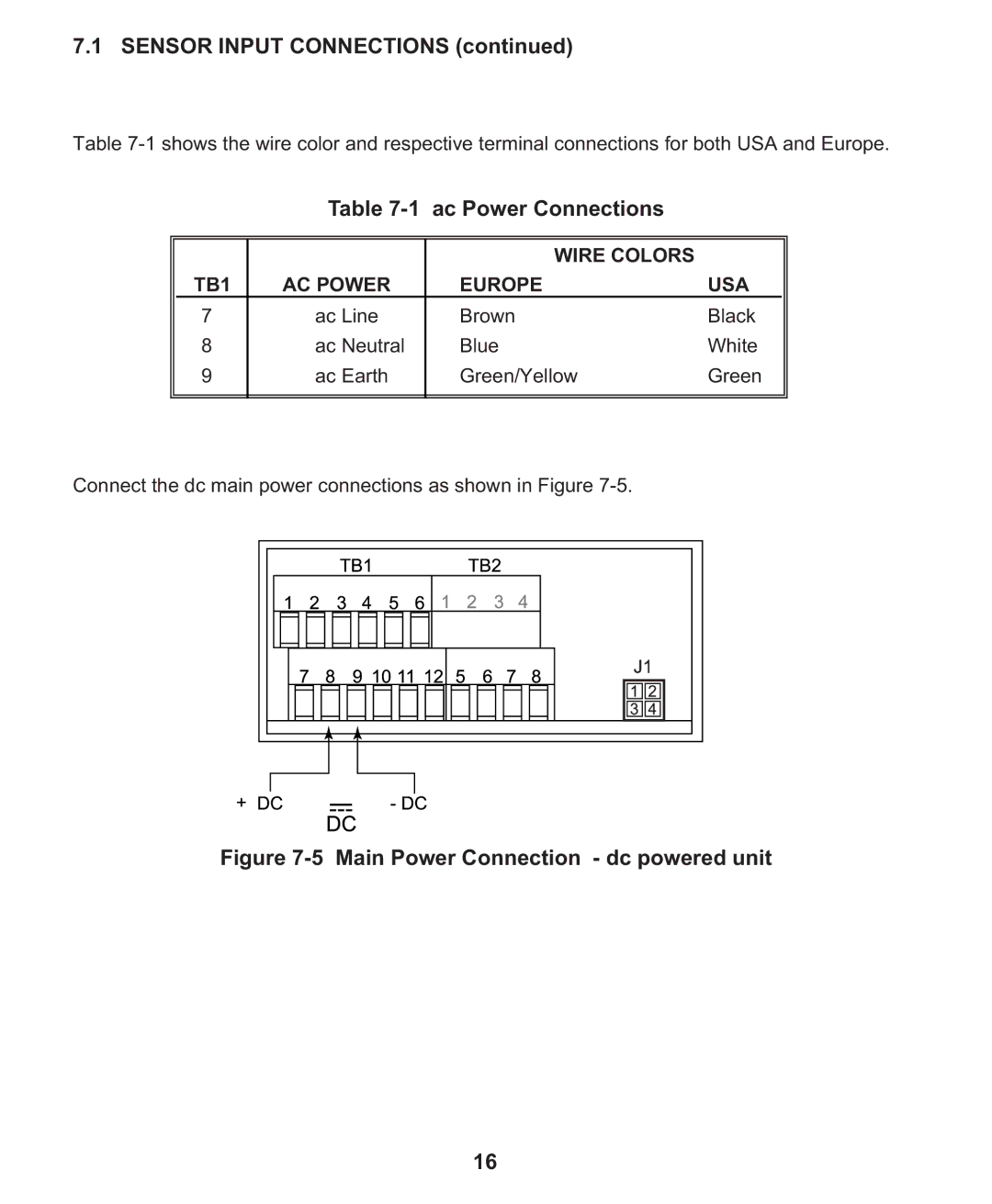 Omega Engineering CN1001-RTD manual Main Power Connection dc powered unit 