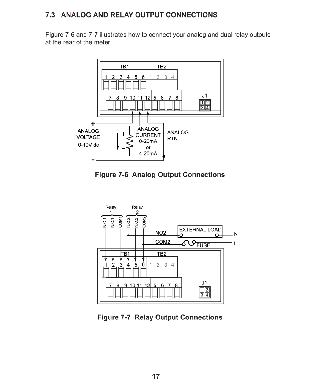 Omega Engineering CN1001-RTD manual Analog and Relay Output Connections, Analog Output Connections 