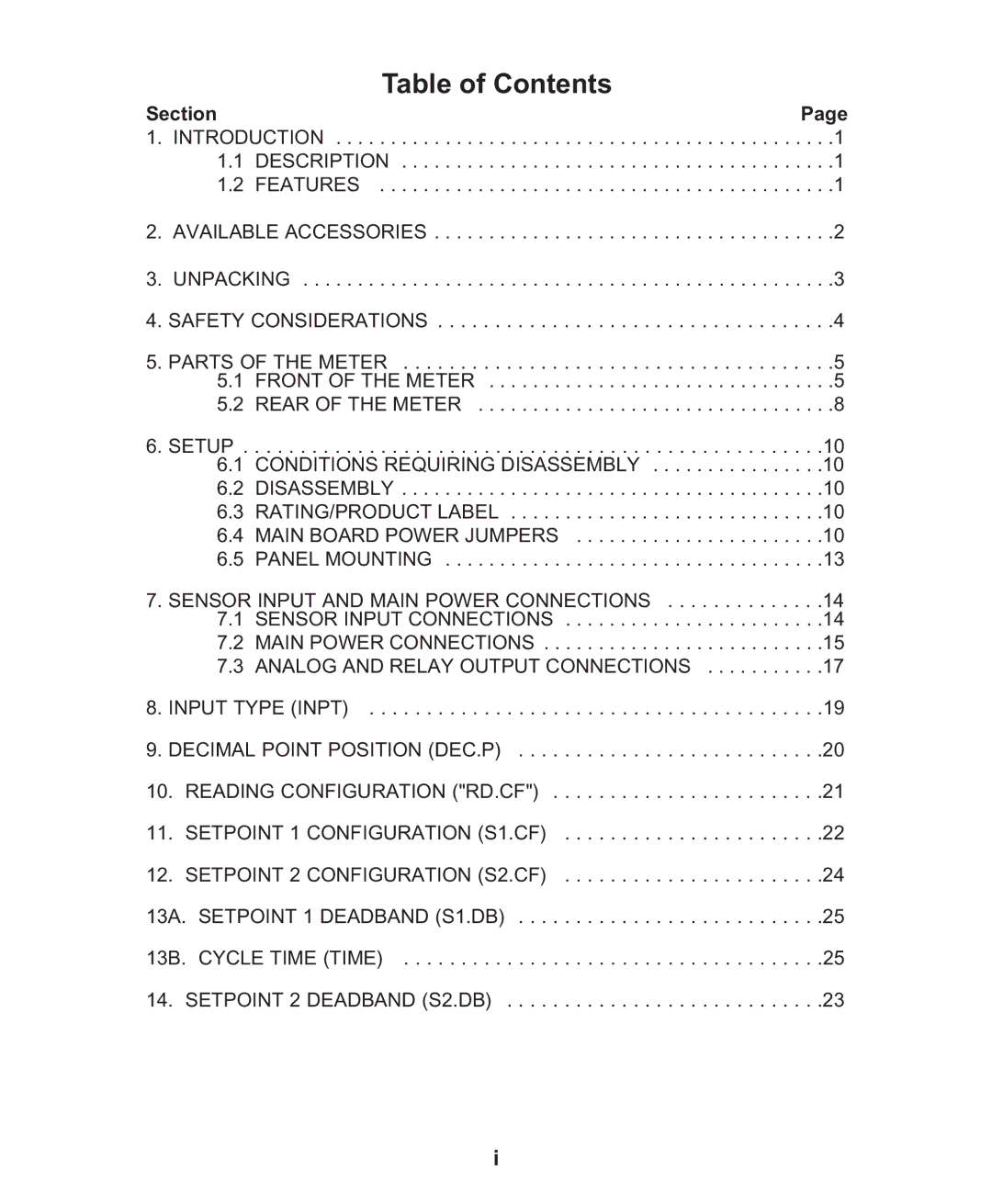 Omega Engineering CN1001-RTD manual Table of Contents 