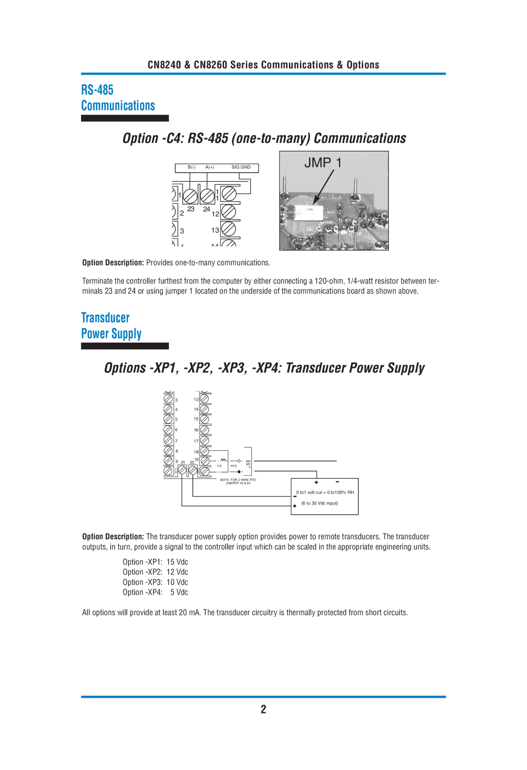 Omega Engineering CN8240, CN8260 manual Option -C4 RS-485 one-to-many Communications 