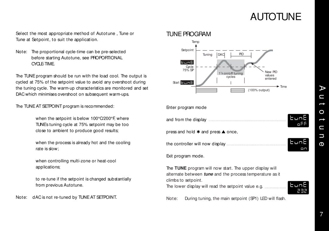 Omega Engineering CN9400 specifications Autotune, T o t u n e, Tune Program, Cycle-Time 