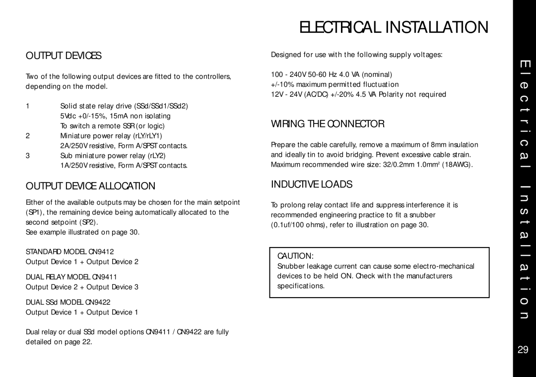 Omega Engineering CN9400 E c t r i c a l Installation, Output Devices, Output Device Allocation, Wiring the Connector 