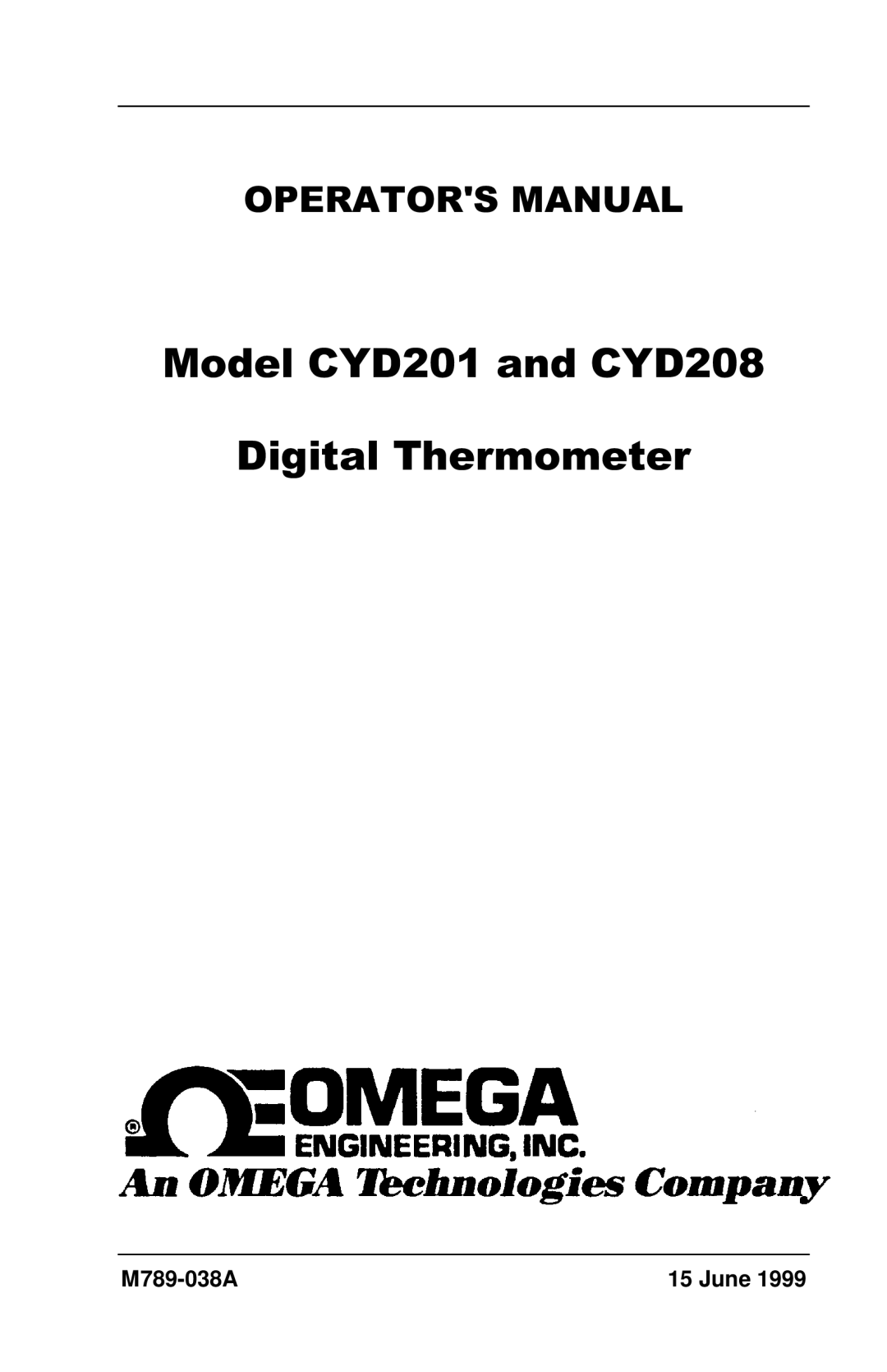 Omega Engineering CYD201 and CYD208 manual M789-038A June 