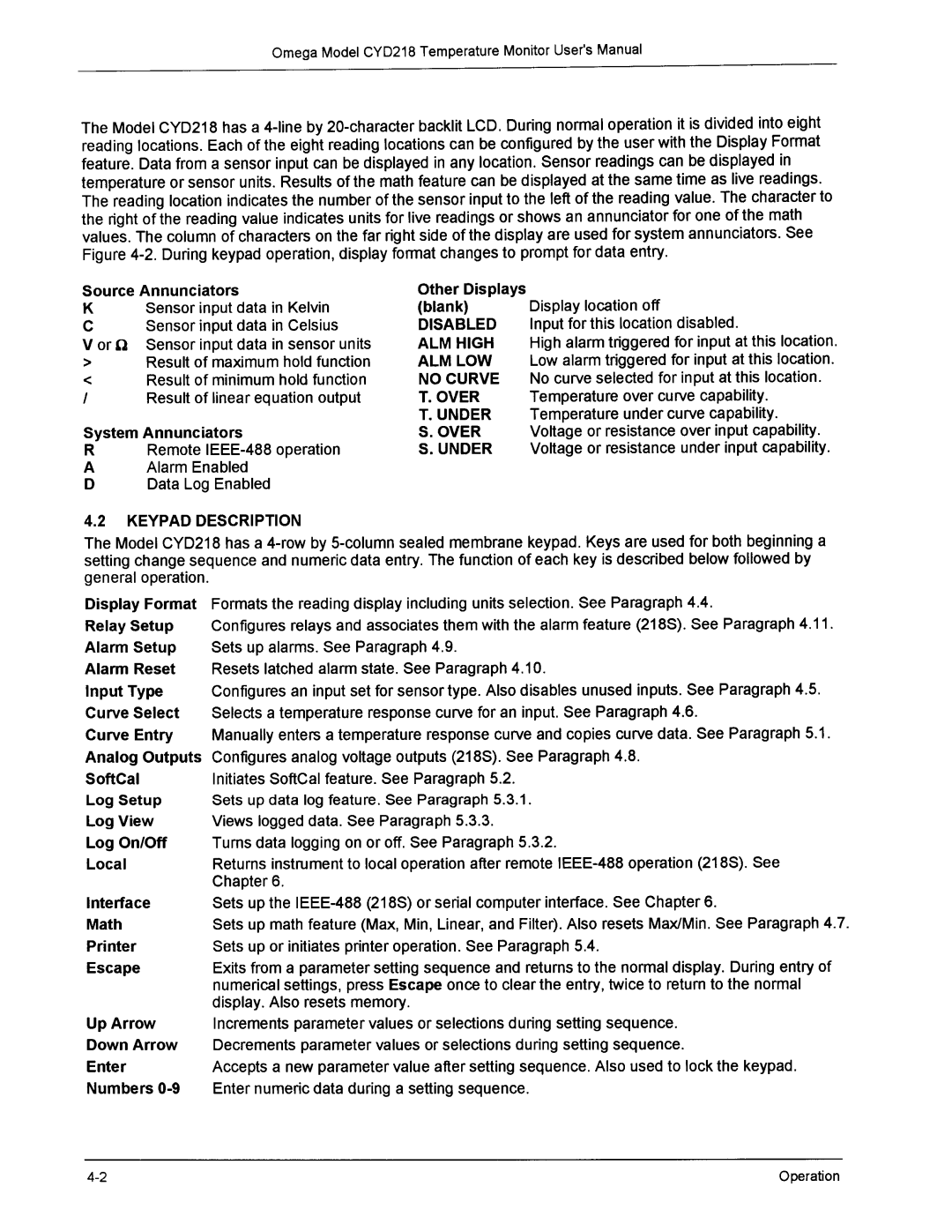 Omega Engineering CYD218 manual 