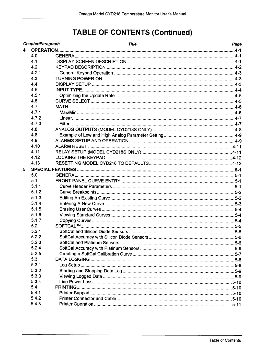 Omega Engineering CYD218 manual 