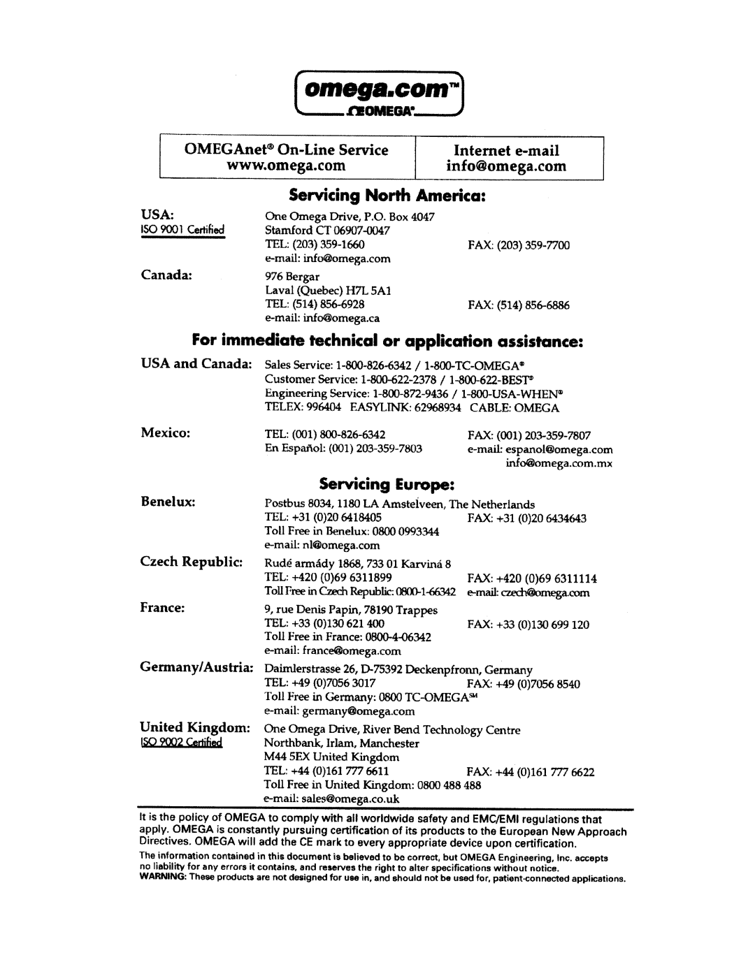 Omega Engineering CYD218 manual 