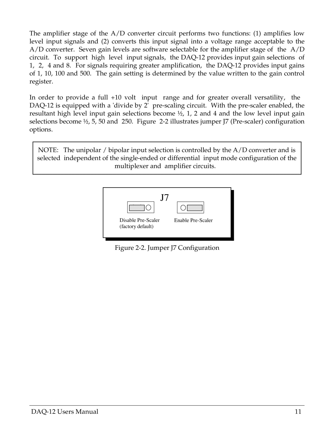 Omega Engineering DAQ-12 user manual Disable Pre-Scaler Enable Pre-Scaler Factory default 