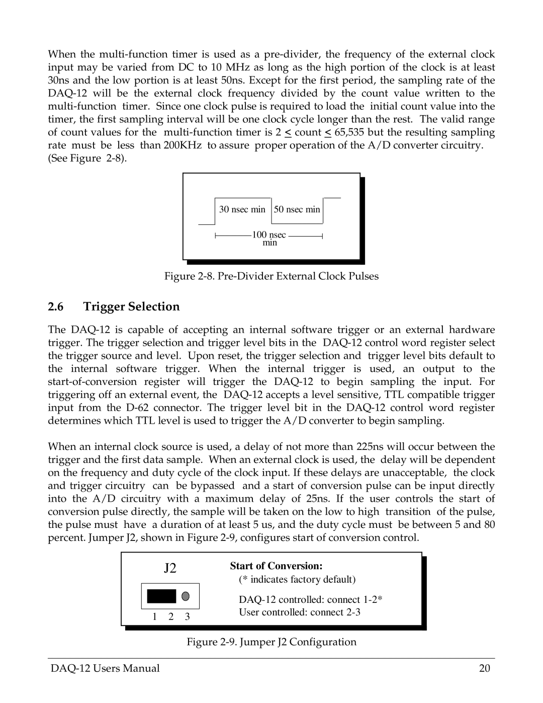 Omega Engineering DAQ-12 user manual Trigger Selection, Start of Conversion 