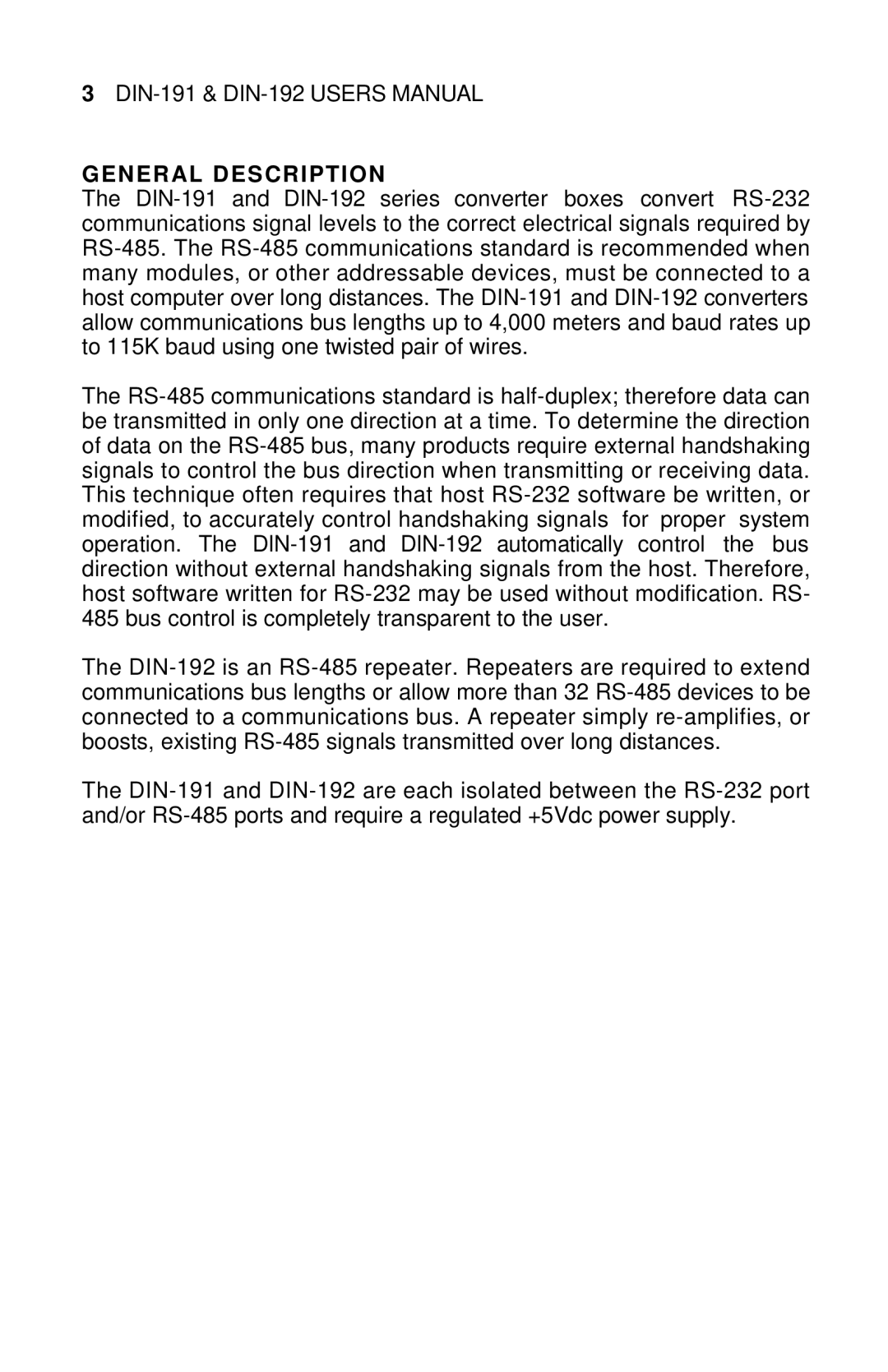 Omega Engineering DIN-190 manual General Description 