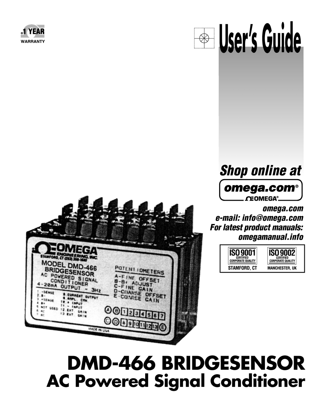 Omega Engineering DMD-466 manual User’s Guide 