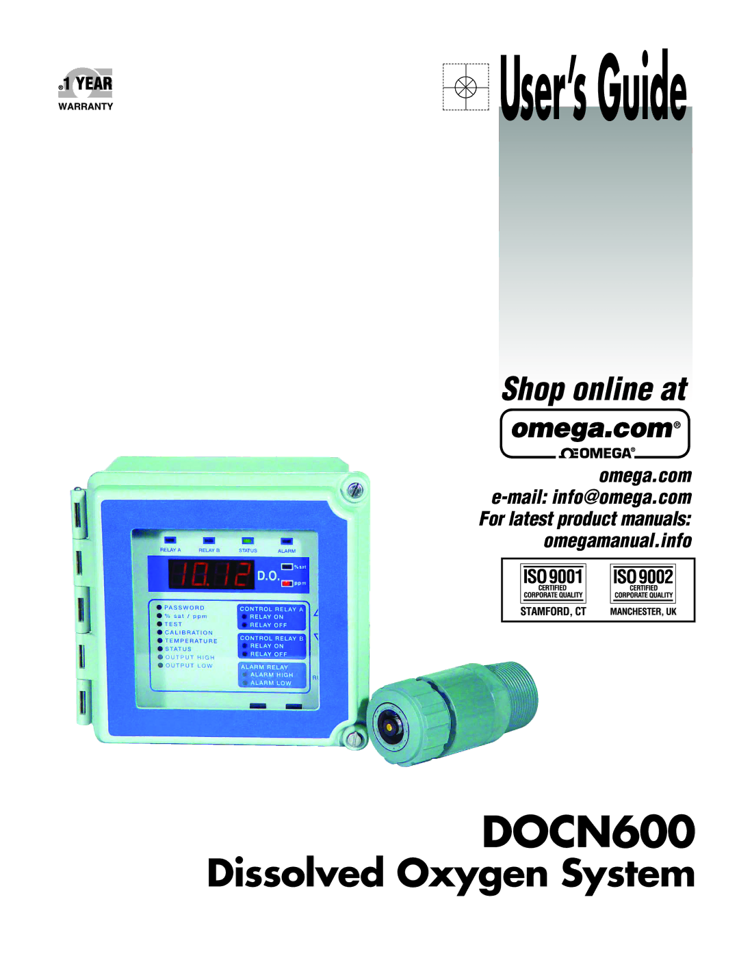 Omega Engineering Dissolved Oxygen System manual DOCN600 