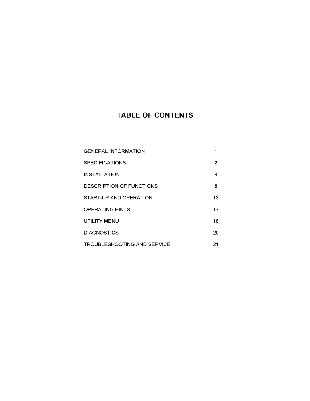 Omega Engineering Dissolved Oxygen System, DOCN600 manual Table of Contents 