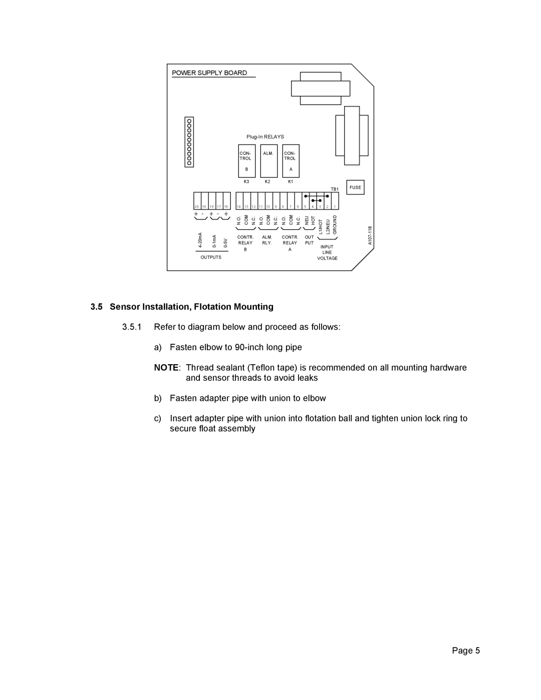 Omega Engineering DOCN600, Dissolved Oxygen System manual Sensor Installation, Flotation Mounting 