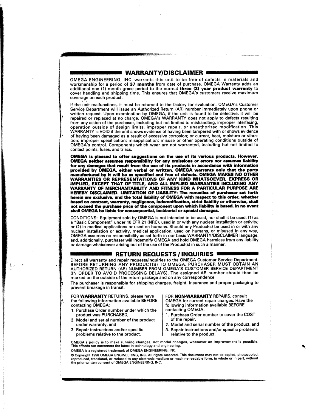 Omega Engineering DP1632 manual 