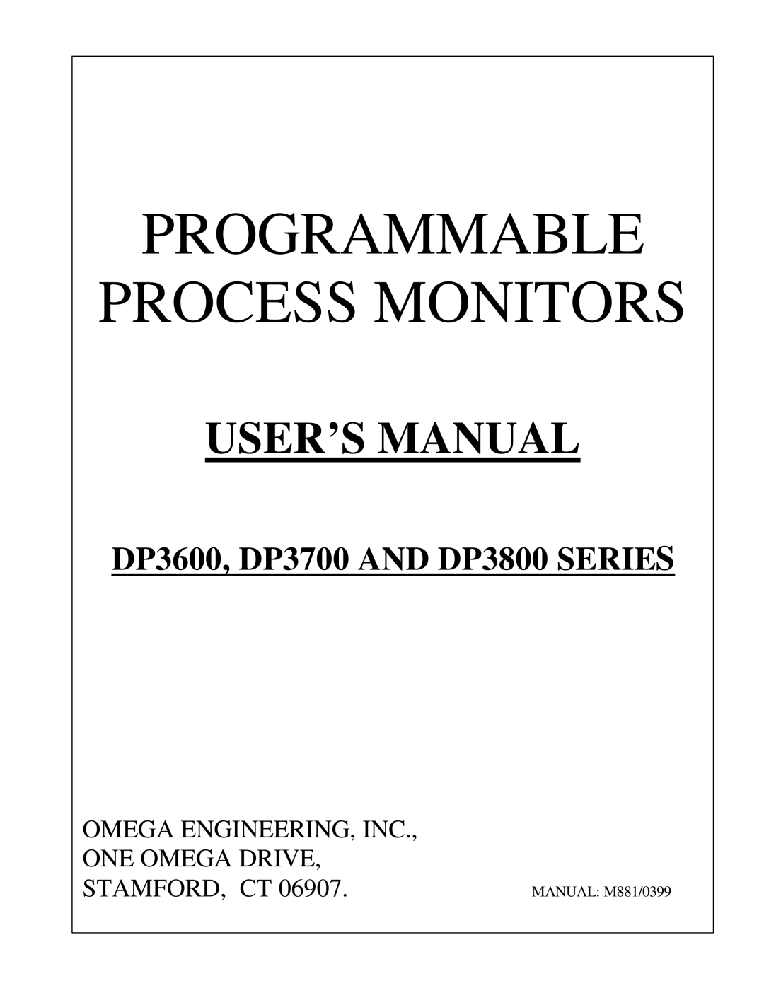 Omega Engineering DP3600 user manual Programmable Process Monitors 