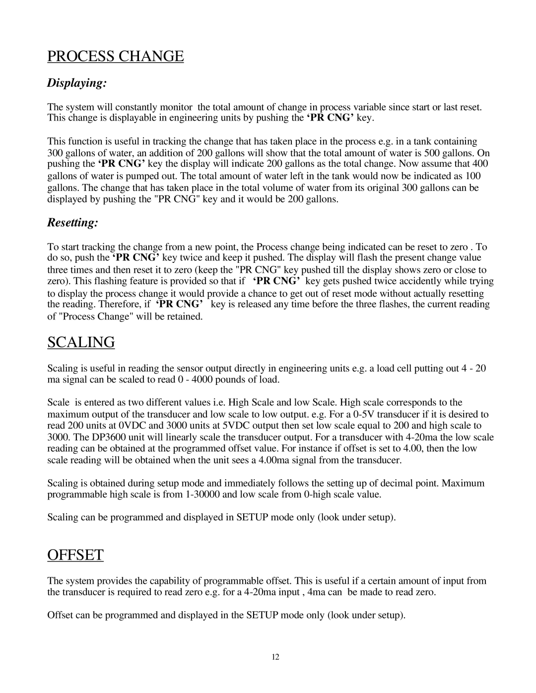 Omega Engineering DP3600 user manual Process Change, Offset 