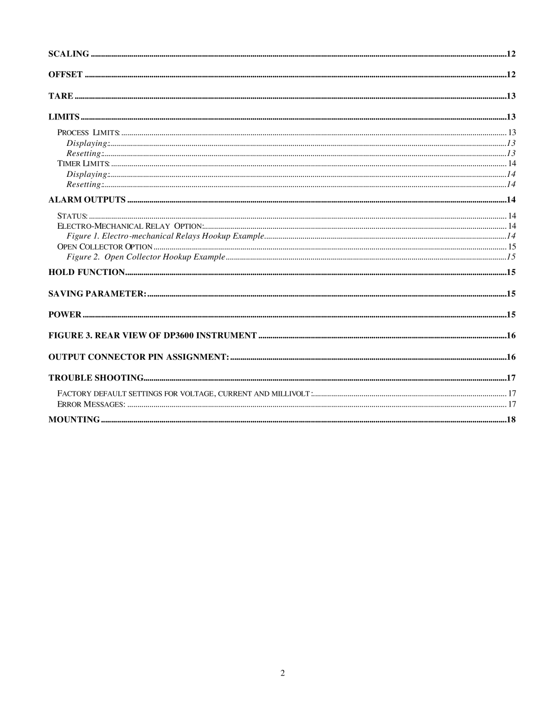 Omega Engineering DP3600 user manual Scaling Offset Tare Limits 