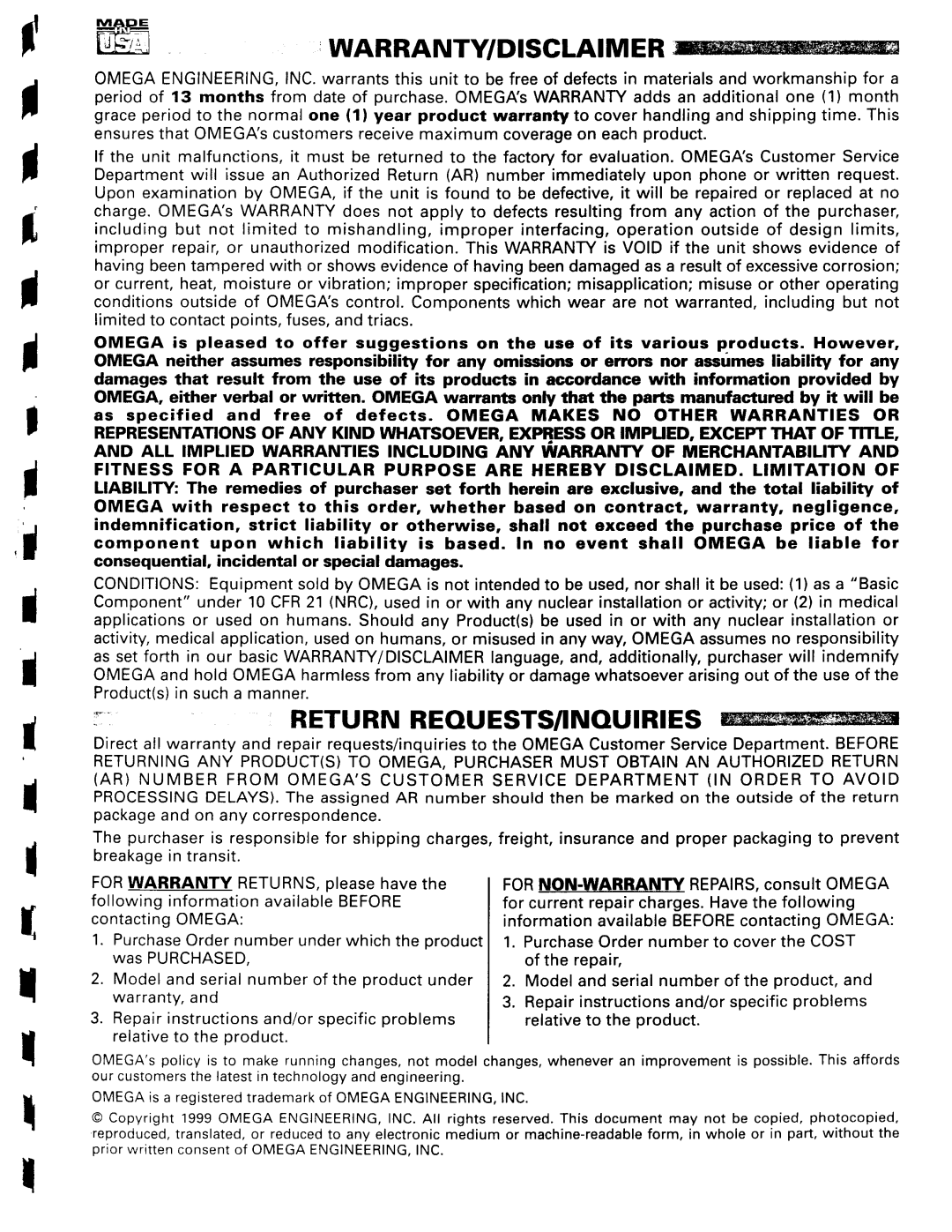 Omega Engineering DP95 manual 
