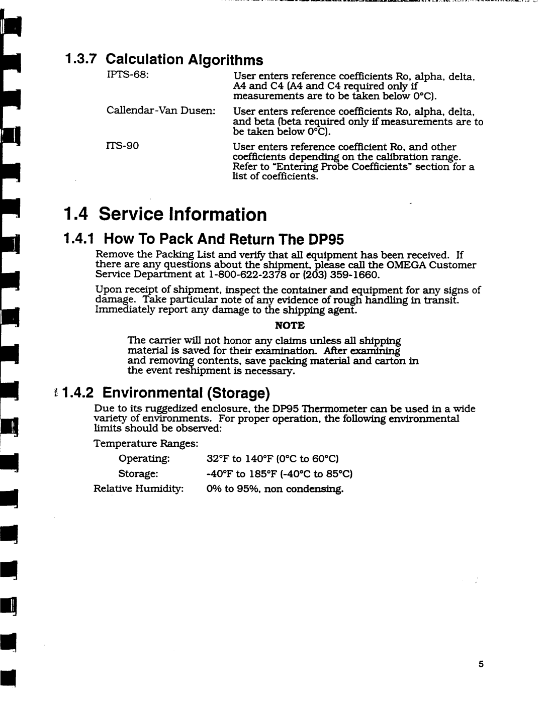 Omega Engineering DP95 manual 