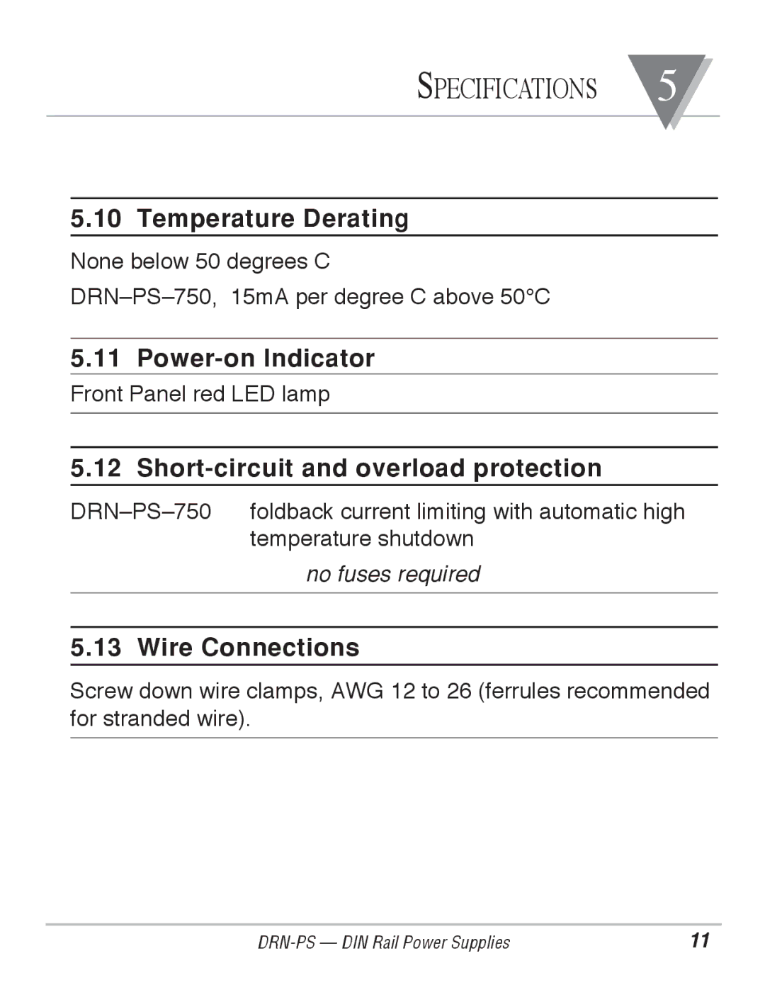 Omega Engineering DRN-PS-750 manual Temperature Derating 