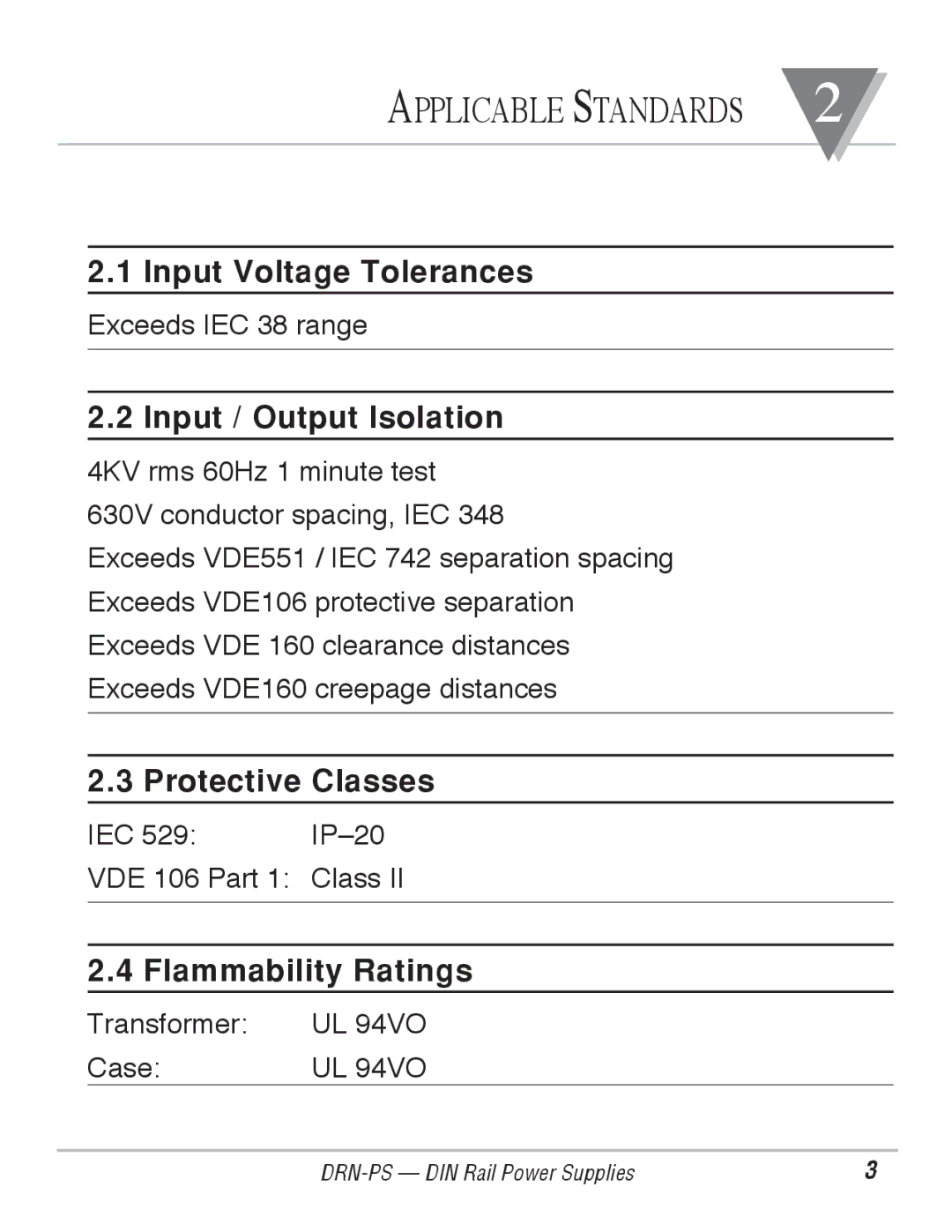 Omega Engineering DRN-PS-750 manual Applicable Standards, Input / Output Isolation 