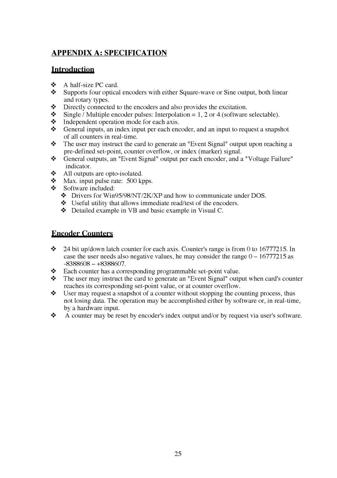 Omega Engineering EN-EIC-325-PCI manual Introduction, Encoder Counters 